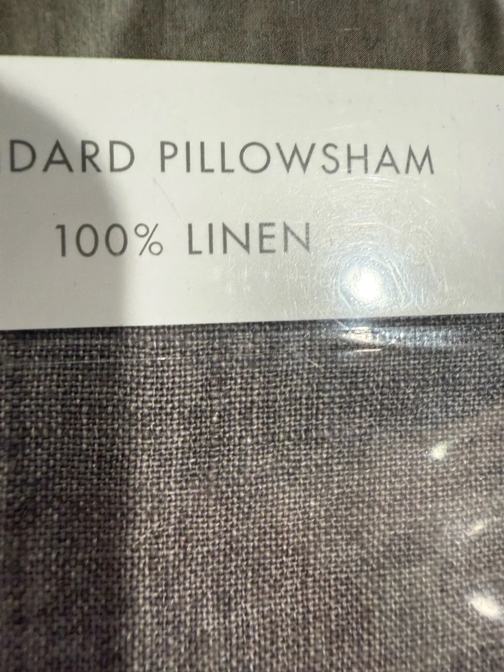 Hotel Collection Standard Pillowsham set of 2, 100% Linen, taupe gray